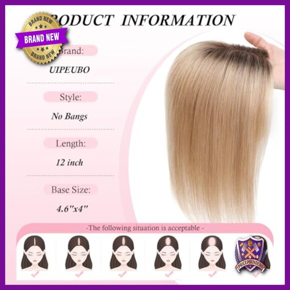 12 Inch Human Hair Topper for Thinning Hair with Mono Base main image 4
